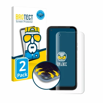 Face avant d’un emballage produit avec le logo de la marque BROTECT. À côté, l’appareil Gigaset GX6 Pro est représenté avec la