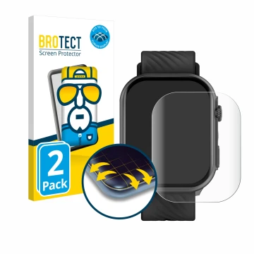 Face avant d’un emballage produit avec le logo de la marque BROTECT. À côté, l’appareil Yuede Smartwatch 2