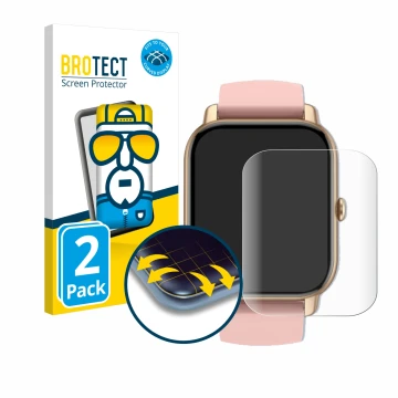 Face avant d’un emballage produit avec le logo de la marque BROTECT. À côté, l’appareil Sross Smartwatch 1.83