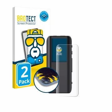 Face avant d’un emballage produit avec le logo de la marque BROTECT. À côté, l’appareil FiiO BTR15 est représenté avec la prot