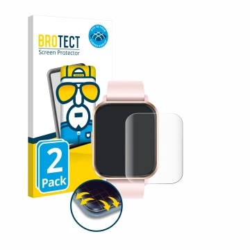 Face avant d’un emballage produit avec le logo de la marque BROTECT. À côté, l’appareil walkbee Smartwatch 1.83