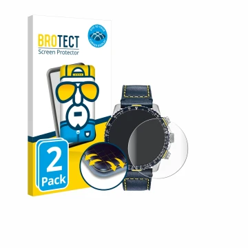 Face avant d’un emballage produit avec le logo de la marque BROTECT. À côté, l’appareil Citizen Blue Angel Skyhawk JR3080-51L 