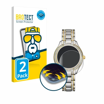 Face avant d’un emballage produit avec le logo de la marque BROTECT. À côté, l’appareil Citizen Eco Drive FE1234-50L est repré