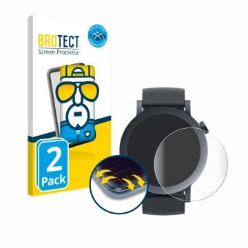 Face avant d’un emballage produit avec le logo de la marque BROTECT. À côté, l’appareil Nothing CMF Watch Pro 2 est représenté