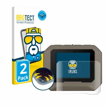 Face avant d’un emballage produit avec le logo de la marque BROTECT. À côté, l’appareil Garmin Xero C1 Pro est représenté avec