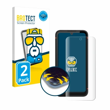 Face avant d’un emballage produit avec le logo de la marque BROTECT. À côté, l’appareil Gigaset GX4 Pro est représenté avec la