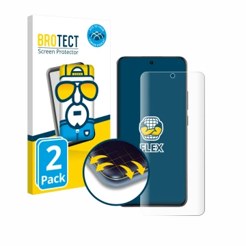 Face avant d’un emballage produit avec le logo de la marque BROTECT. À côté, l’appareil Oppo Reno 12 Pro est représenté avec l