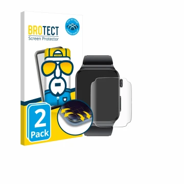 Face avant d’un emballage produit avec le logo de la marque BROTECT. À côté, l’appareil andoer Smartwatch 1.85