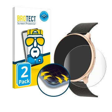 Face avant d’un emballage produit avec le logo de la marque BROTECT. À côté, l’appareil RifePhi SmartWatch 1.39