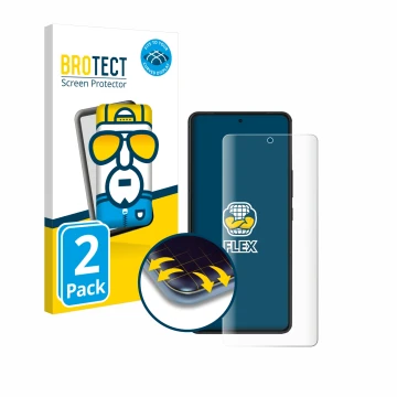 Face avant d’un emballage produit avec le logo de la marque BROTECT. À côté, l’appareil ASUS ROG Phone 8 Pro Edition est repré