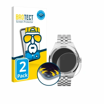 Face avant d’un emballage produit avec le logo de la marque BROTECT. À côté, l’appareil Withings ScanWatch Nova Brilliant (39 