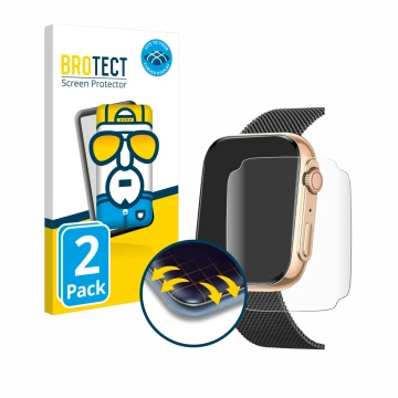 Face avant d’un emballage produit avec le logo de la marque BROTECT. À côté, l’appareil Powerwill Smartwatch 1.91