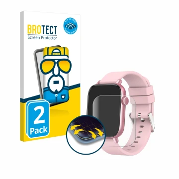 Face avant d’un emballage produit avec le logo de la marque BROTECT. À côté, l’appareil Ombar Smartwatch 1.9