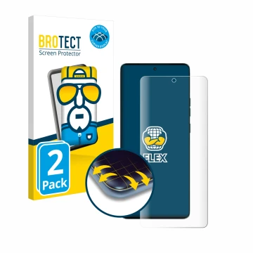 Face avant d’un emballage produit avec le logo de la marque BROTECT. À côté, l’appareil Motorola Edge 50 est représenté avec l