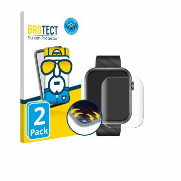 Face avant d’un emballage produit avec le logo de la marque BROTECT. À côté, l’appareil Bekomiya Smartwatch 2