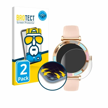 Face avant d’un emballage produit avec le logo de la marque BROTECT. À côté, l’appareil Braidol Smartwatch 1.27