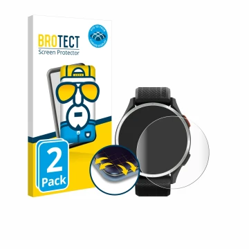 Face avant d’un emballage produit avec le logo de la marque BROTECT. À côté, l’appareil Garmin Approach S44 est représenté ave