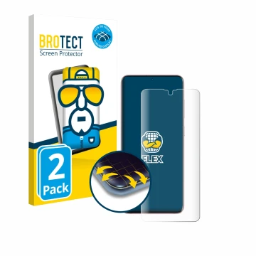 Face avant d’un emballage produit avec le logo de la marque BROTECT. À côté, l’appareil Samsung Galaxy S20 5G (case-friendly) 