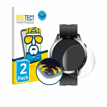 Face avant d’un emballage produit avec le logo de la marque BROTECT. À côté, l’appareil Tracer Smartwatch SM9 est représenté a