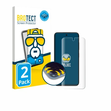 Face avant d’un emballage produit avec le logo de la marque BROTECT. À côté, l’appareil ZTE Blade V70 Vita est représenté avec