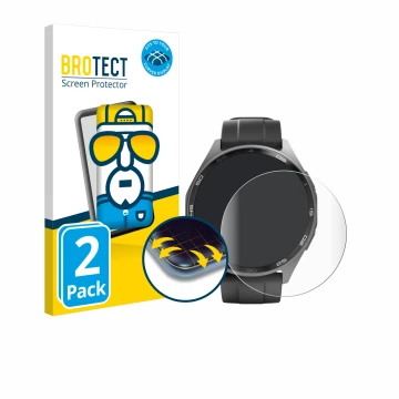 Face avant d’un emballage produit avec le logo de la marque BROTECT. À côté, l’appareil Hama Smartwatch 7010 est représenté av