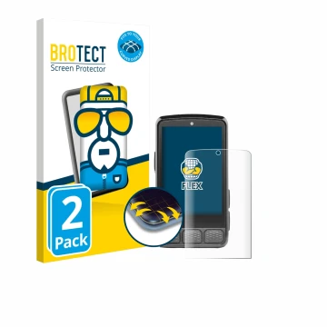 Face avant d’un emballage produit avec le logo de la marque BROTECT. À côté, l’appareil Wahoo Elemnt Roam V3 est représenté av