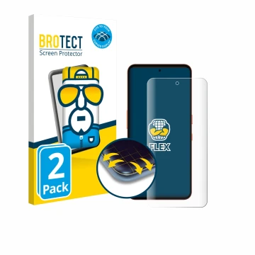 Face avant d’un emballage produit avec le logo de la marque BROTECT. À côté, l’appareil Nothing CMF Phone 2 Pro est représenté