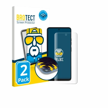 Face avant d’un emballage produit avec le logo de la marque BROTECT. À côté, l’appareil Motorola Moto G56 est représenté avec 