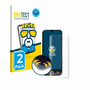 Face avant d’un emballage produit avec le logo de la marque BROTECT. À côté, l’appareil Doro Aurora A30 est représenté avec la