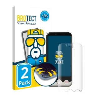 Face avant d’un emballage produit avec le logo de la marque BROTECT. À côté, l’appareil Doro Aurora A10 est représenté avec la