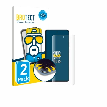 Face avant d’un emballage produit avec le logo de la marque BROTECT. À côté, l’appareil Motorola Moto G86 est représenté avec 