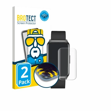 Face avant d’un emballage produit avec le logo de la marque BROTECT. À côté, l’appareil Fitoncloud Smartwatch 1.47