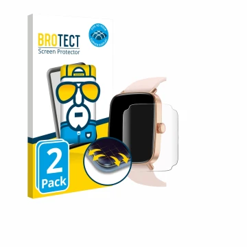 Face avant d’un emballage produit avec le logo de la marque BROTECT. À côté, l’appareil Yoever Smartwatch 1.85