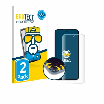 Face avant d’un emballage produit avec le logo de la marque BROTECT. À côté, l’appareil Samsung Galaxy A56 5G (case-friendly) 