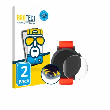 Face avant d’un emballage produit avec le logo de la marque BROTECT. À côté, l’appareil Nothing CMF Watch 3 Pro est représenté