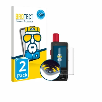 Face avant d’un emballage produit avec le logo de la marque BROTECT. À côté, l’appareil Garmin GPSMAP H1i Plus est représenté 