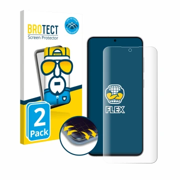 Face avant d’un emballage produit avec le logo de la marque BROTECT. À côté, l’appareil Samsung Galaxy S25 FE est représenté a