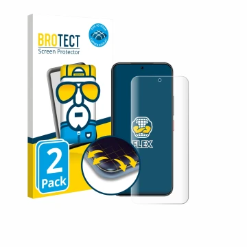 Face avant d’un emballage produit avec le logo de la marque BROTECT. À côté, l’appareil Nubia Air est représenté avec la prote