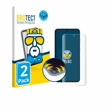 Face avant d’un emballage produit avec le logo de la marque BROTECT. À côté, l’appareil Samsung Galaxy S25 FE Enterprise Editi
