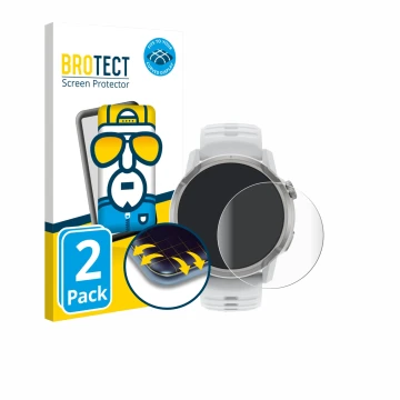 Face avant d’un emballage produit avec le logo de la marque BROTECT. À côté, l’appareil Coros Apex 4 (46 mm) est représenté av