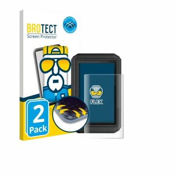 Face avant d’un emballage produit avec le logo de la marque BROTECT. À côté, l’appareil Garmin eTrex Touch 2025 est représenté