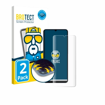 Face avant d’un emballage produit avec le logo de la marque BROTECT. À côté, l’appareil Samsung Galaxy A07 est représenté avec