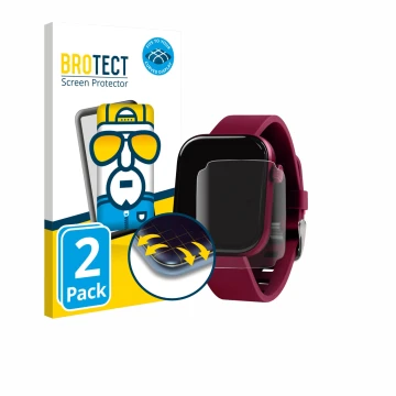 Face avant d’un emballage produit avec le logo de la marque BROTECT. À côté, l’appareil Reflex Active Berry AMOLED 1.85