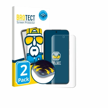 Face avant d’un emballage produit avec le logo de la marque BROTECT. À côté, l’appareil Xiaomi Poco F8 Pro est représenté avec