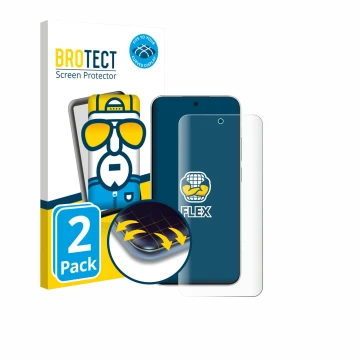 Face avant d’un emballage produit avec le logo de la marque BROTECT. À côté, l’appareil Xiaomi Redmi Note 15 Pro est représent