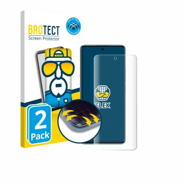 Face avant d’un emballage produit avec le logo de la marque BROTECT. À côté, l’appareil Xiaomi Redmi Note 15 est représenté av