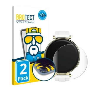 Face avant d’un emballage produit avec le logo de la marque BROTECT. À côté, l’appareil Hama Smartwatch 7000 est représenté av