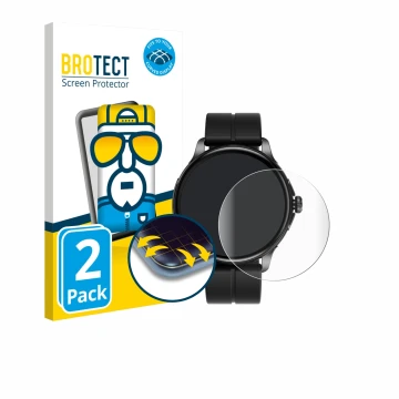 Face avant d’un emballage produit avec le logo de la marque BROTECT. À côté, l’appareil HMD Watch X1 est représenté avec la pr