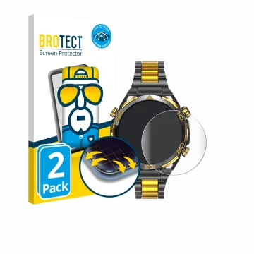 Face avant d’un emballage produit avec le logo de la marque BROTECT. À côté, l’appareil Blackview W90 Pro est représenté avec 