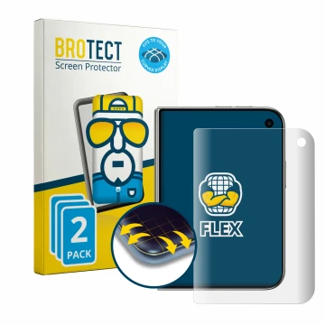 Face avant d’un emballage produit avec le logo de la marque BROTECT. À côté, l’appareil Apple iPhone Duo est représenté avec l